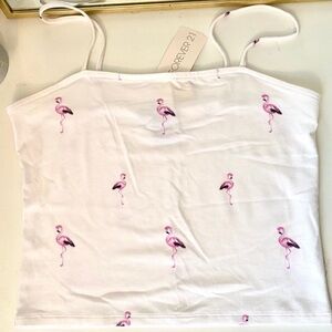 NWOT Forever 21 | Medium Cropped Flamingo Spaghetti String Tank Top Cami Medium